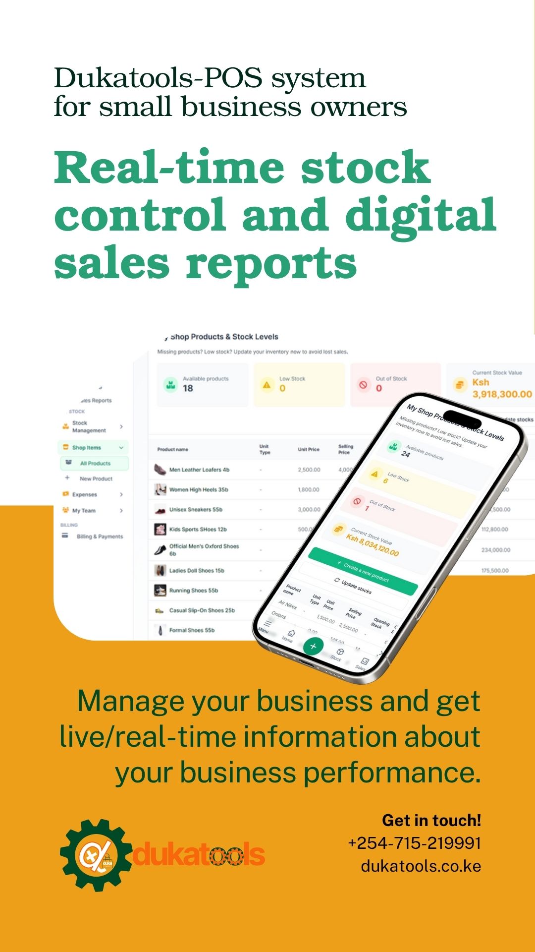 Dukatools POS system for small business owner realtime reports
